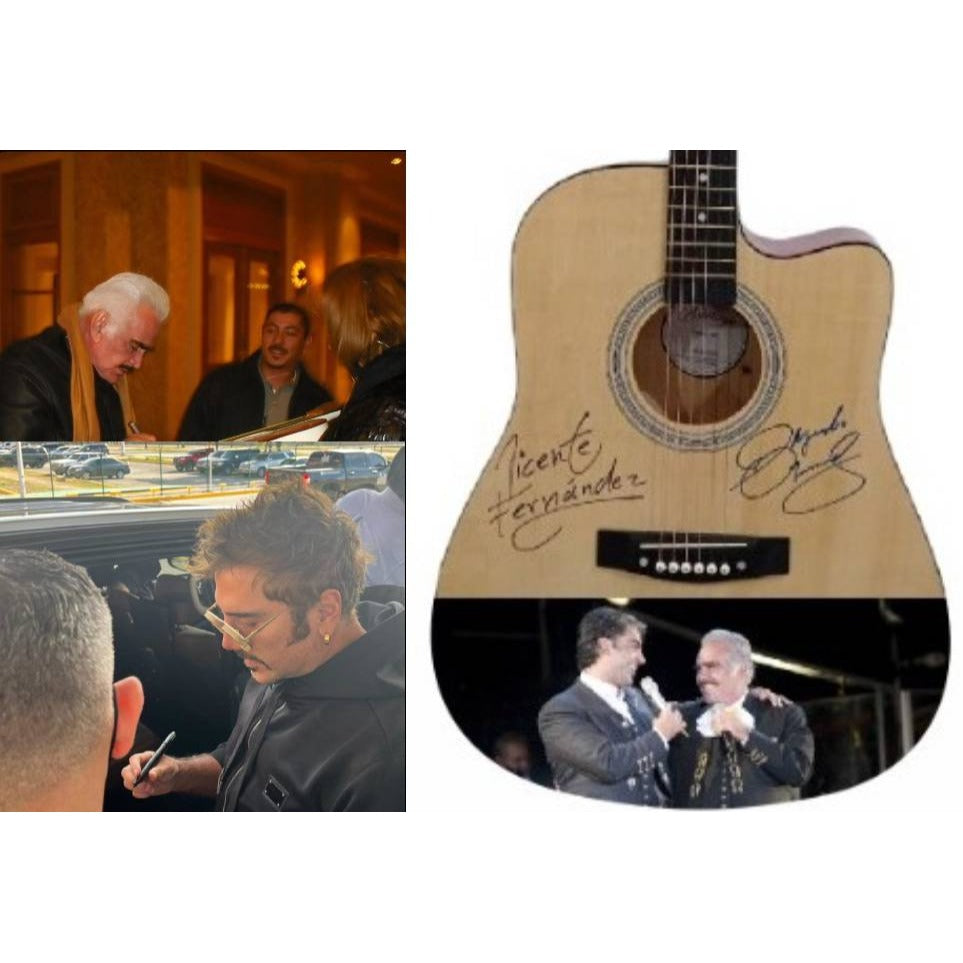 Vicente and Alejandro Fernandez full size acoustic guitar signed with proof