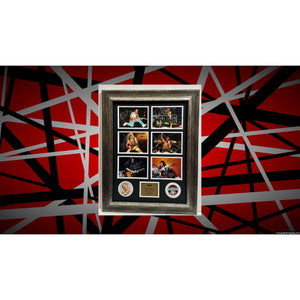 Van Halen David  Lee Roth Alex Van Halen Eddie Van Halen 5x7 photos with Museum quality frame 22x28 and signing proof