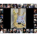 Load image into Gallery viewer, Guitar legends 33 signed in all Angus Young, Paul Simon, Jimmy Page, David Gilmour, Jimmy Hendrix model guitar signed with proof
