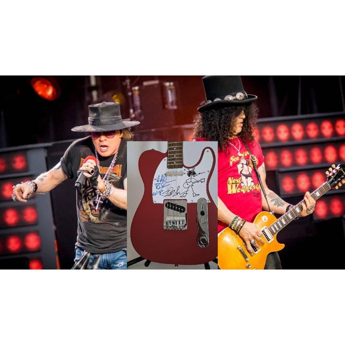 W. Axl Rose & "Slash" Saul Hudson Guns N Roses Fender telecaster electric guitar signed with proof