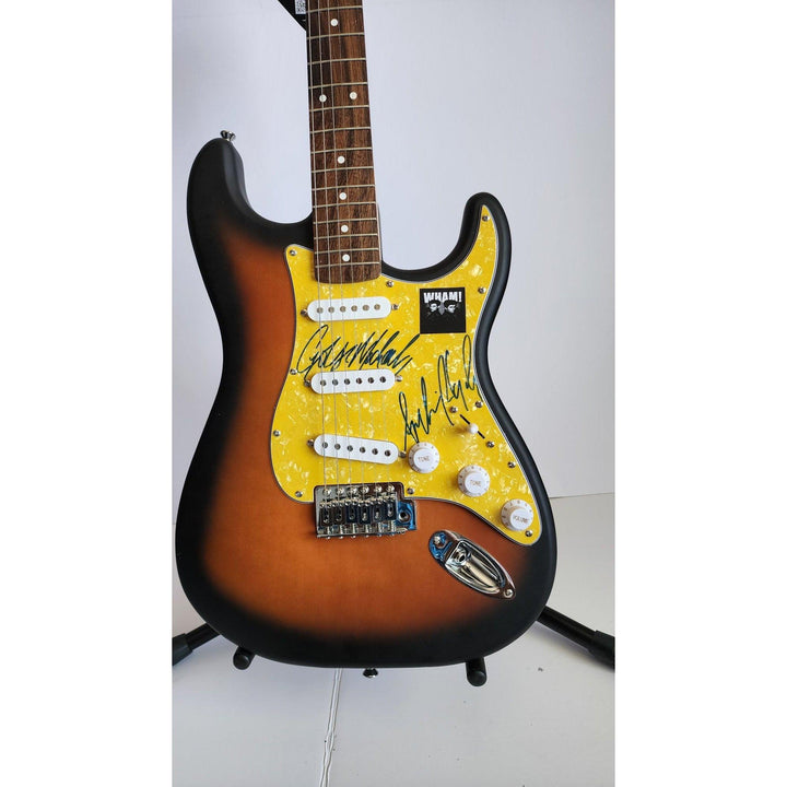 George Michael & Andrew Ridgeley Wham genuine Fender Stratocaster electric guitar signed with proof