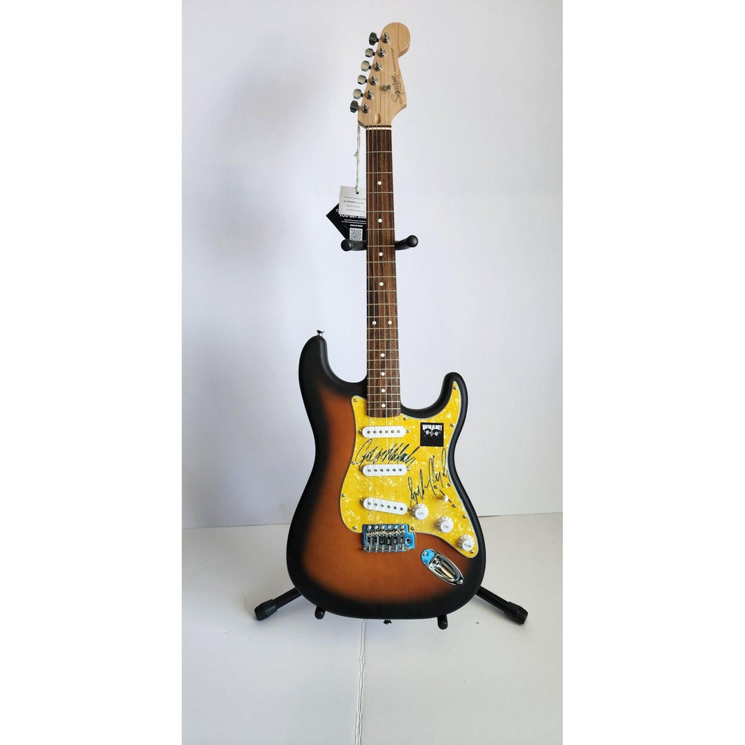 George Michael & Andrew Ridgeley Wham genuine Fender Stratocaster electric guitar signed with proof