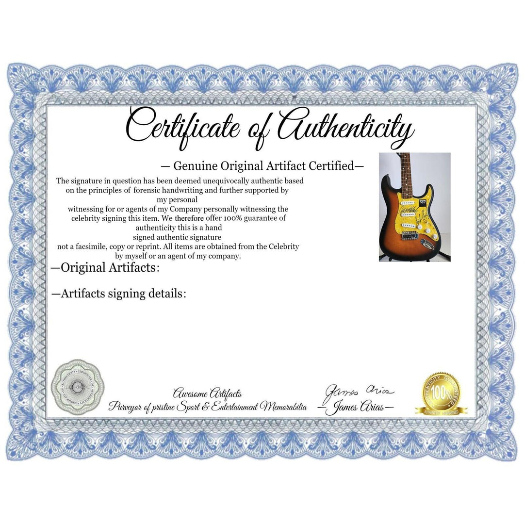 George Michael & Andrew Ridgeley Wham genuine Fender Stratocaster electric guitar signed with proof