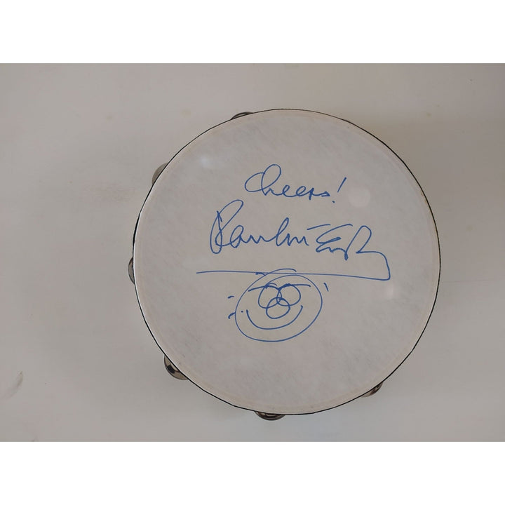 Paul McCartney 14-in tambourine with Sketch and inscription and signing proof Awesome Artifacts
