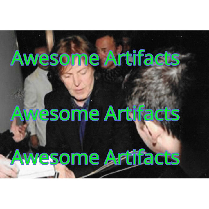 Paul McCartney 14-in tambourine with Sketch and inscription and signing proof Awesome Artifacts