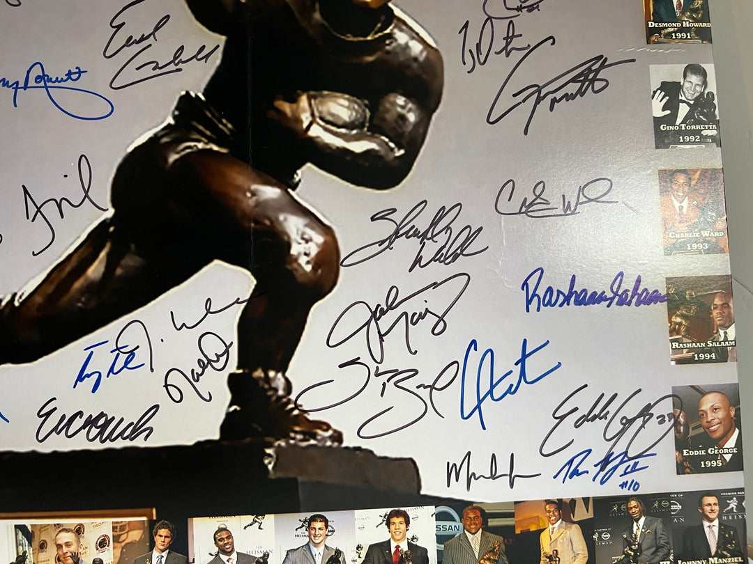 Heisman Trophy Bo Jackson, Barry Sanders, Tony Dorsett, Earl Campbell, 40 Heisman Trophy winners 20 by 30 photo signed with proof