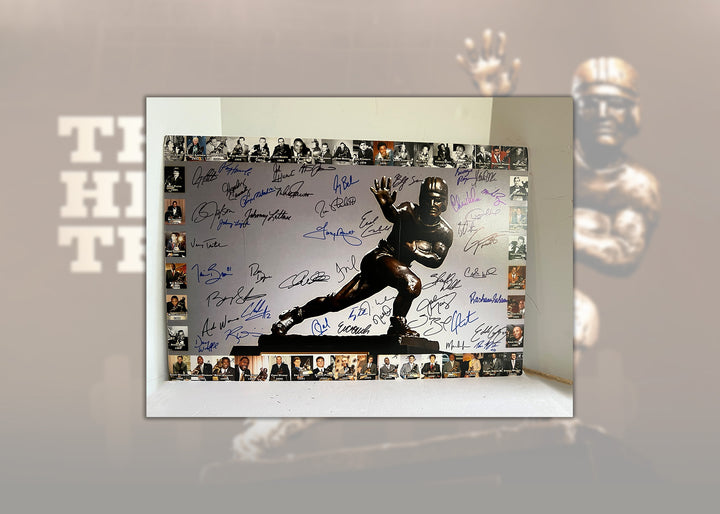 Heisman Trophy Bo Jackson, Barry Sanders, Tony Dorsett, Earl Campbell, 40 Heisman Trophy winners 20 by 30 photo signed with proof