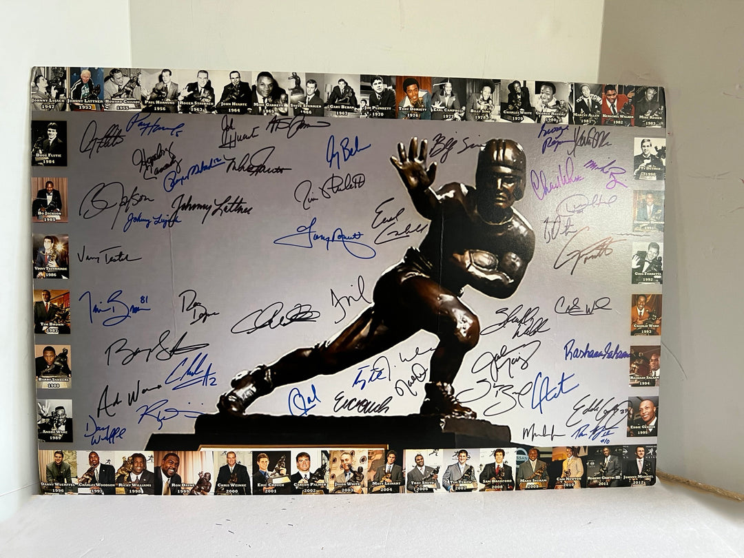 Heisman Trophy Bo Jackson, Barry Sanders, Tony Dorsett, Earl Campbell, 40 Heisman Trophy winners 20 by 30 photo signed with proof