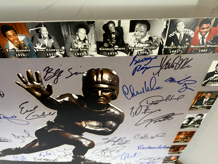 Heisman Trophy Bo Jackson, Barry Sanders, Tony Dorsett, Earl Campbell, 40 Heisman Trophy winners 20 by 30 photo signed with proof