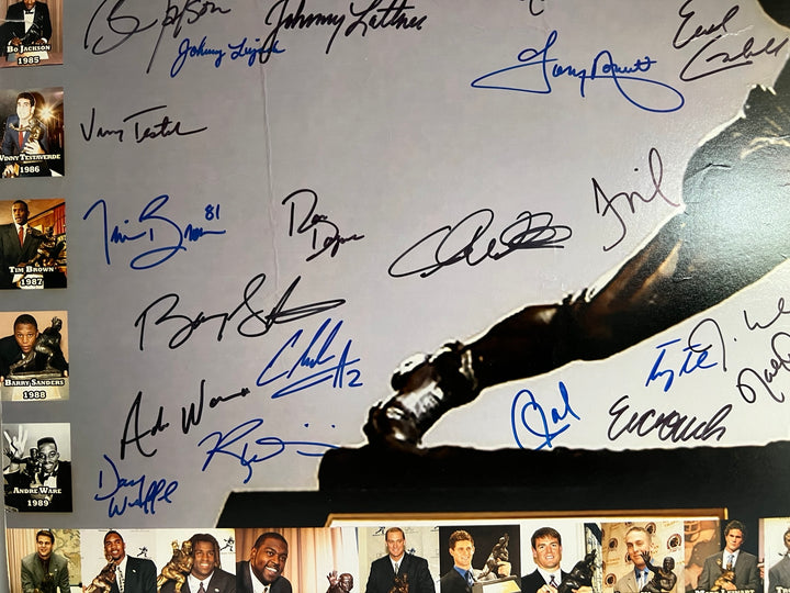 Heisman Trophy Bo Jackson, Barry Sanders, Tony Dorsett, Earl Campbell, 40 Heisman Trophy winners 20 by 30 photo signed with proof