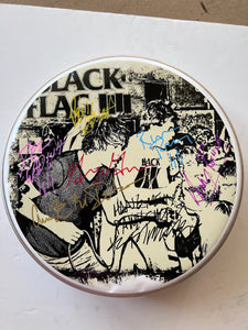Henry Rollins and Black Flag one-of-a-kind drumhead signed with proof