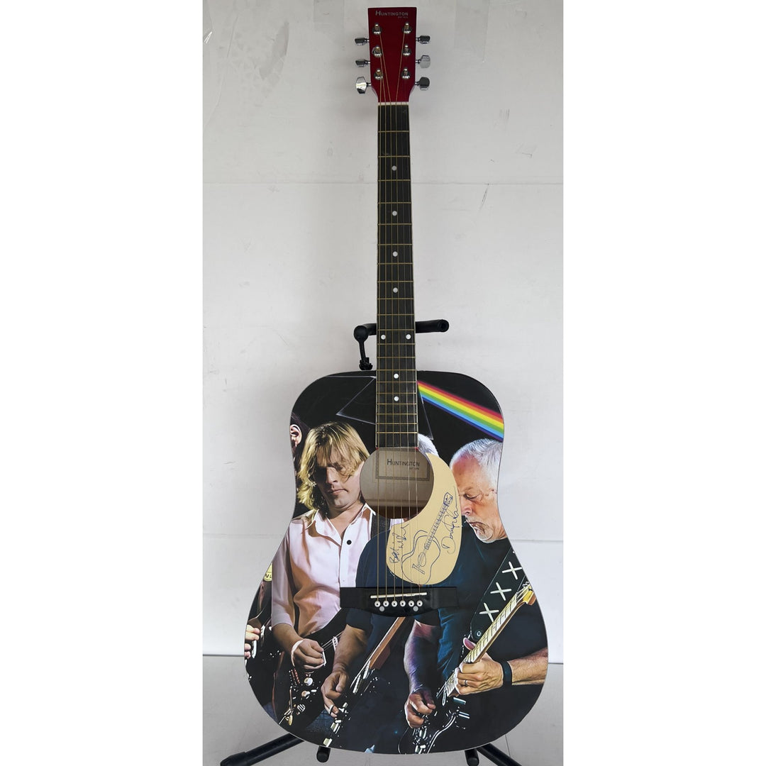 David Gilmour Pink Floyd one of a kind acoustic guitar signed with proof.