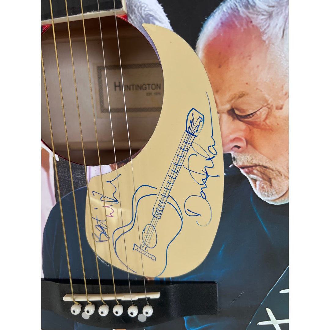 David Gilmour Pink Floyd one of a kind acoustic guitar signed with proof.