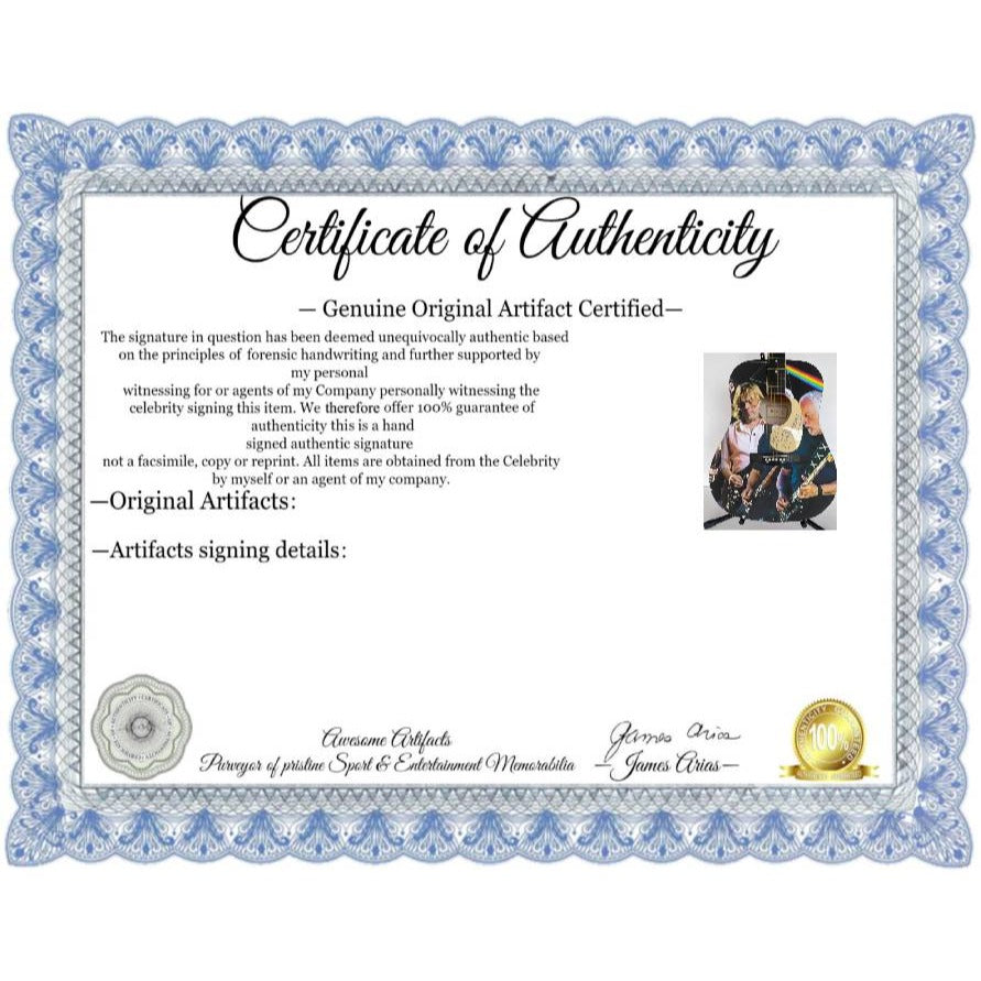 David Gilmour Pink Floyd one of a kind acoustic guitar signed with proof.