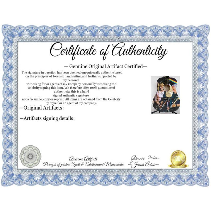 David Gilmour Pink Floyd one of a kind acoustic guitar signed with proof.