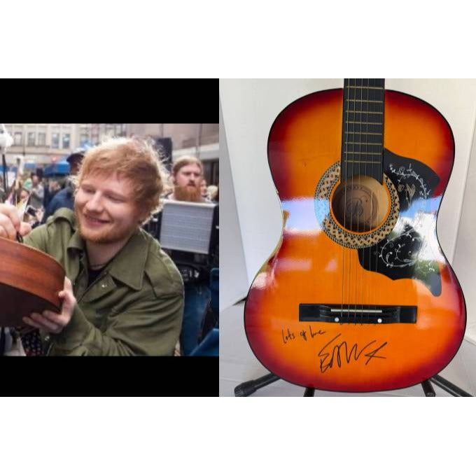 Ed Sheeran vintage acoustic guitar signed with proof