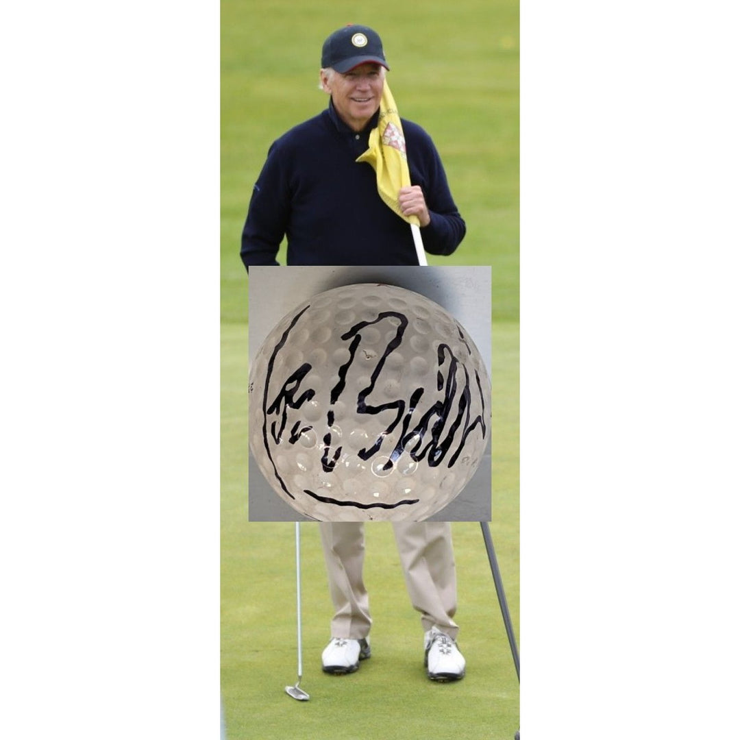 Joseph Robinette Biden Jr. (46) vintage golf ball signed with proof and free display case
