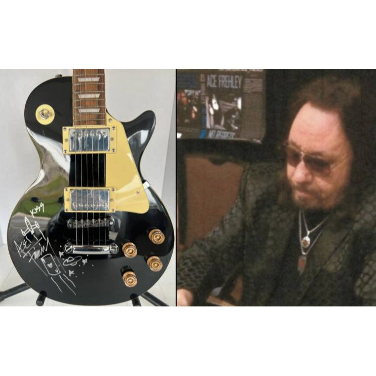 Ace Frehley of Kiss les paul  electric guitar signed with sketch & proof