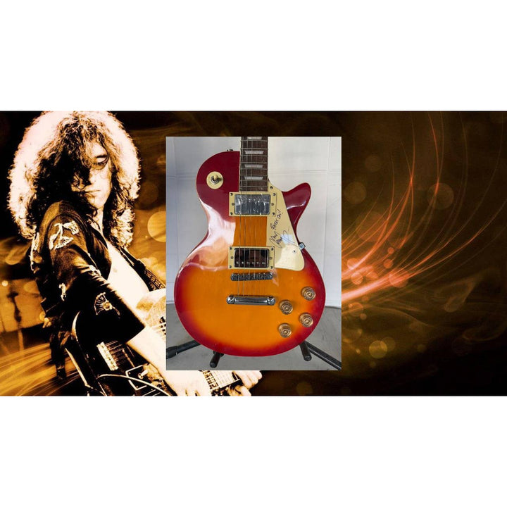 Jimmy Page of Led Zeppelin, Les Paul, vintage, electric guitar signed with full provenance, photo proof and AI certification.