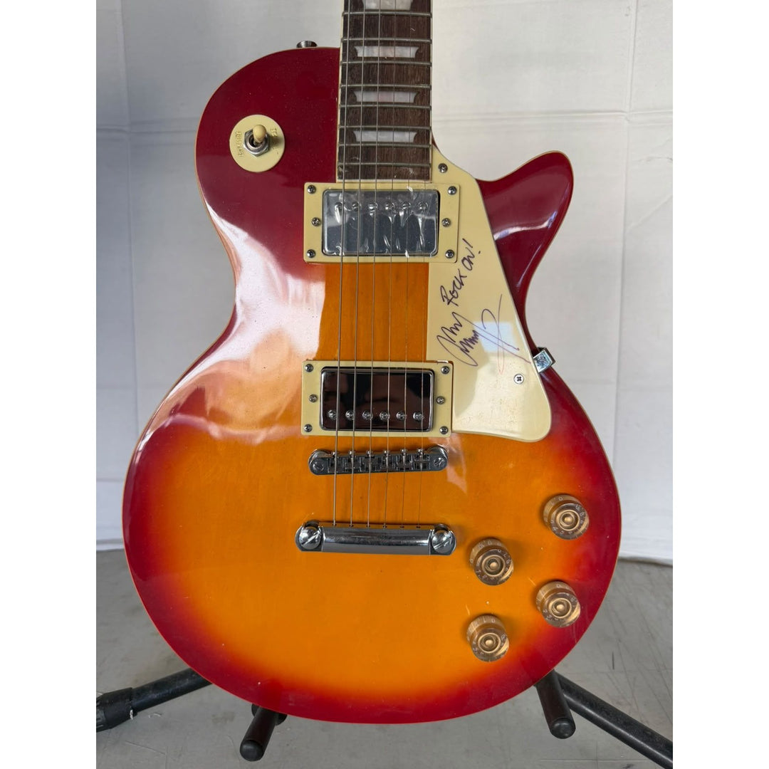 Jimmy Page of Led Zeppelin, Les Paul, vintage, electric guitar signed with full provenance, photo proof and AI certification.