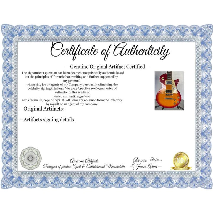 Jimmy Page of Led Zeppelin, Les Paul, vintage, electric guitar signed with full provenance, photo proof and AI certification.