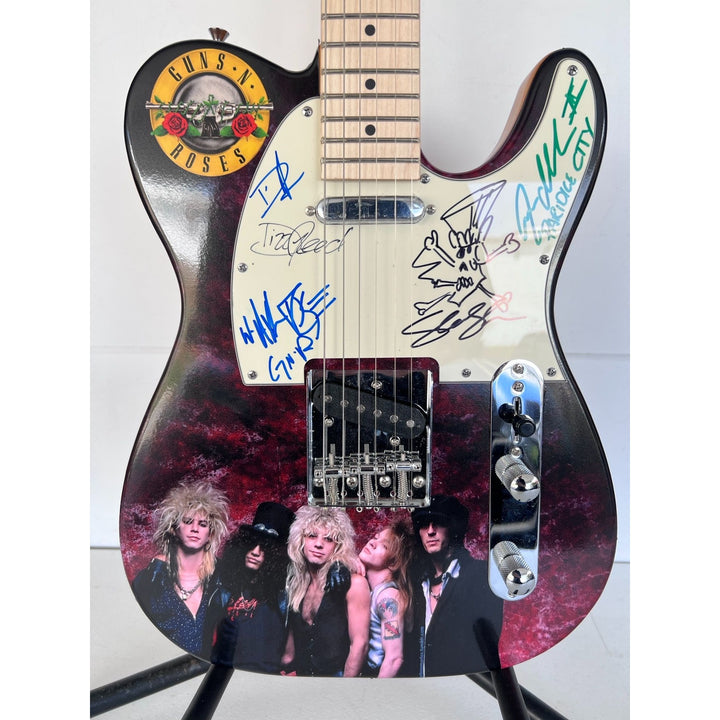 Guns N' Roses Axl Rose Slash Dizzy Reed Duff Mckagan Steven Adler Telecaster electric guitar signed with proof..