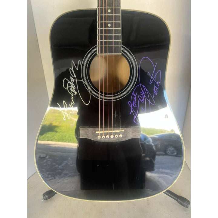 Kenny Rogers and Dolly Parton 41' full size acoustic guitar signed with proof