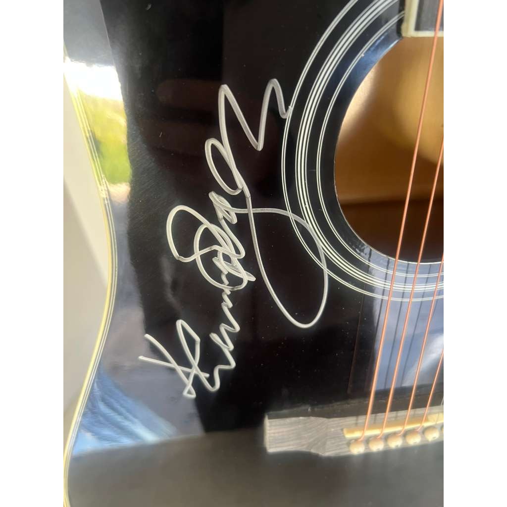 Kenny Rogers and Dolly Parton 41' full size acoustic guitar signed with proof