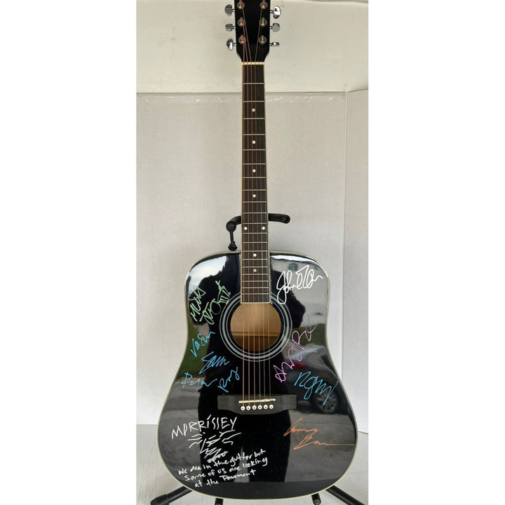 Robert Smith The Cure & Morrissey & The Smith Acoustic guitar signed with proof.