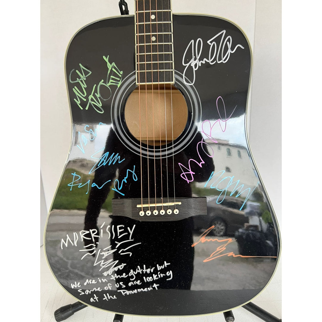 Robert Smith The Cure & Morrissey & The Smith Acoustic guitar signed with proof.