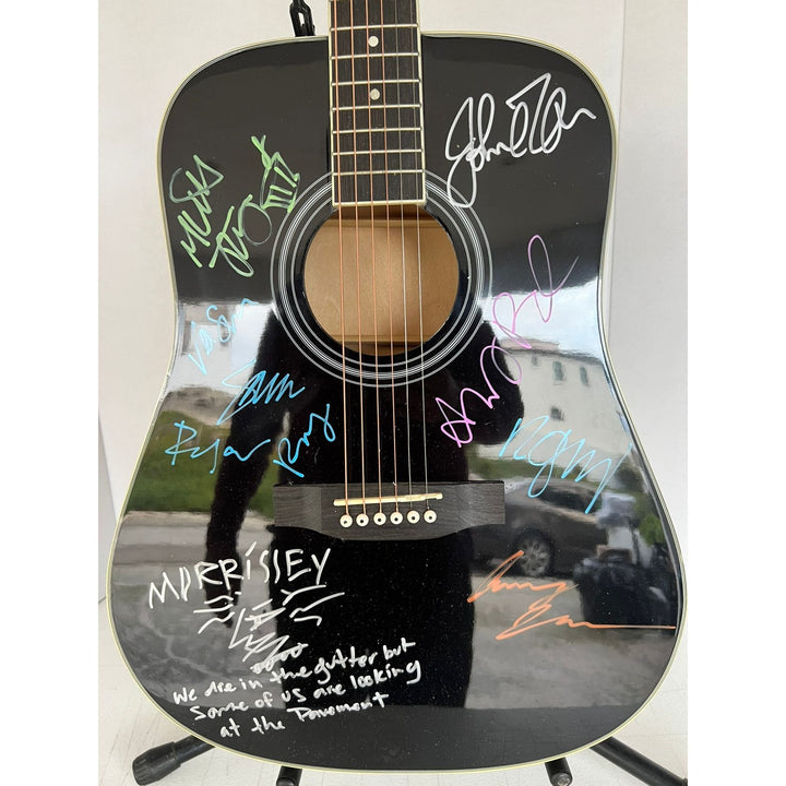 Robert Smith The Cure & Morrissey & The Smith Acoustic guitar signed with proof.