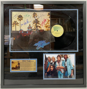 The Eagles Glenn Frey, Joe Walsh, Don Henley, Don Felder Hotel California LP and vinyl signed with proof