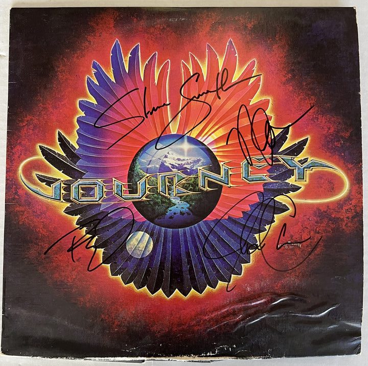 Journey "Infinuty" signed by Neal Schon, Jonathan Cain, Steve Perry  original LP signed with proof