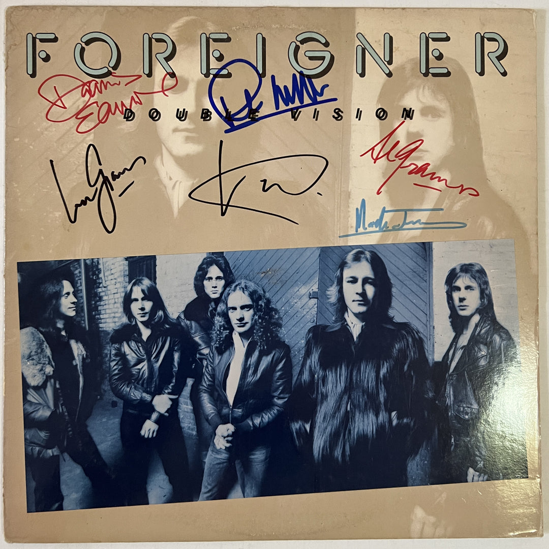 Mick Jones Lou Gramm Al Greenwood Dennis Elliott Foreigner "Double Vision" LP signed with proof