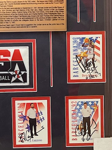 Michael Jordan, Larry Bird, Chuck Daly 1992 Dream Team MASTER SET DREAM TEAM 1991 SKYBOX USA basketball cards signed and framed 24x36 with proof - Awesome Artifacts