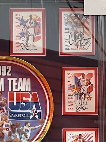 Michael Jordan, Larry Bird, Chuck Daly 1992 Dream Team MASTER SET DREAM TEAM 1991 SKYBOX USA basketball cards signed and framed 24x36 with proof - Awesome Artifacts