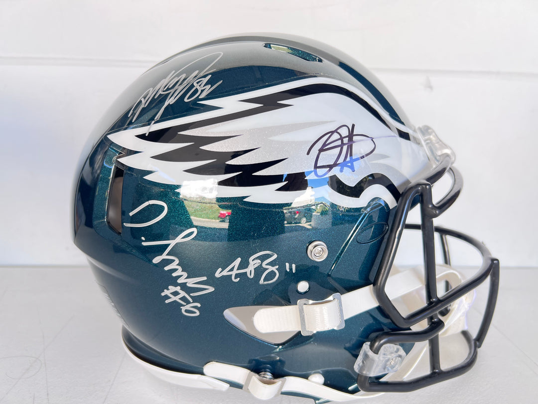 Jalen Hurts AJ Brown Dallas Goddard Devanta Smith Philadelphia Eagles Riddell Speed Authentic pro model helmet signed with proof