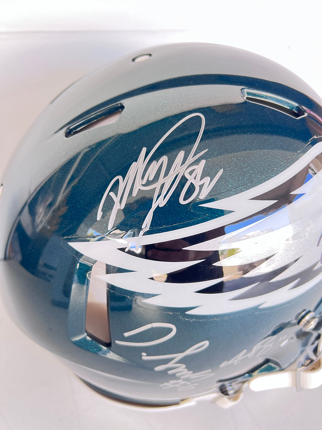 Jalen Hurts AJ Brown Dallas Goddard Devanta Smith Philadelphia Eagles Riddell Speed Authentic pro model helmet signed with proof