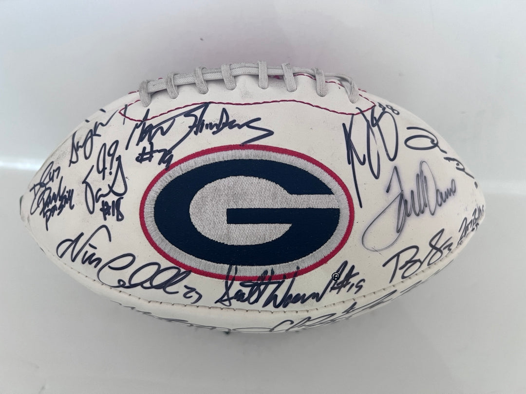 Georgia Bulldogs Matthew Stafford, Terrell Davis, Stetson Bennett 30 legendary Georgia football player signed football with proof