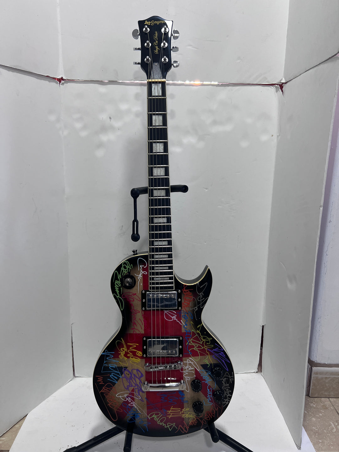 Paul McCartney, Ozzy Osbourne, Jimmy Page, Keith Richards, Eric Clapton British Rock icons one-of-a-kind electric guitar signed by 26 with proof