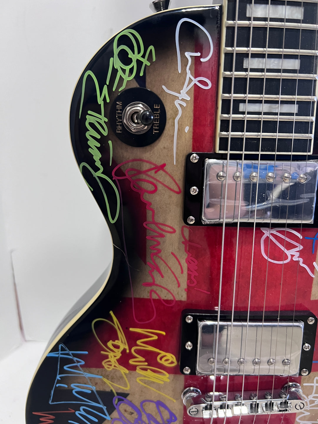 Paul McCartney, Ozzy Osbourne, Jimmy Page, Keith Richards, Eric Clapton British Rock icons one-of-a-kind electric guitar signed by 26 with proof