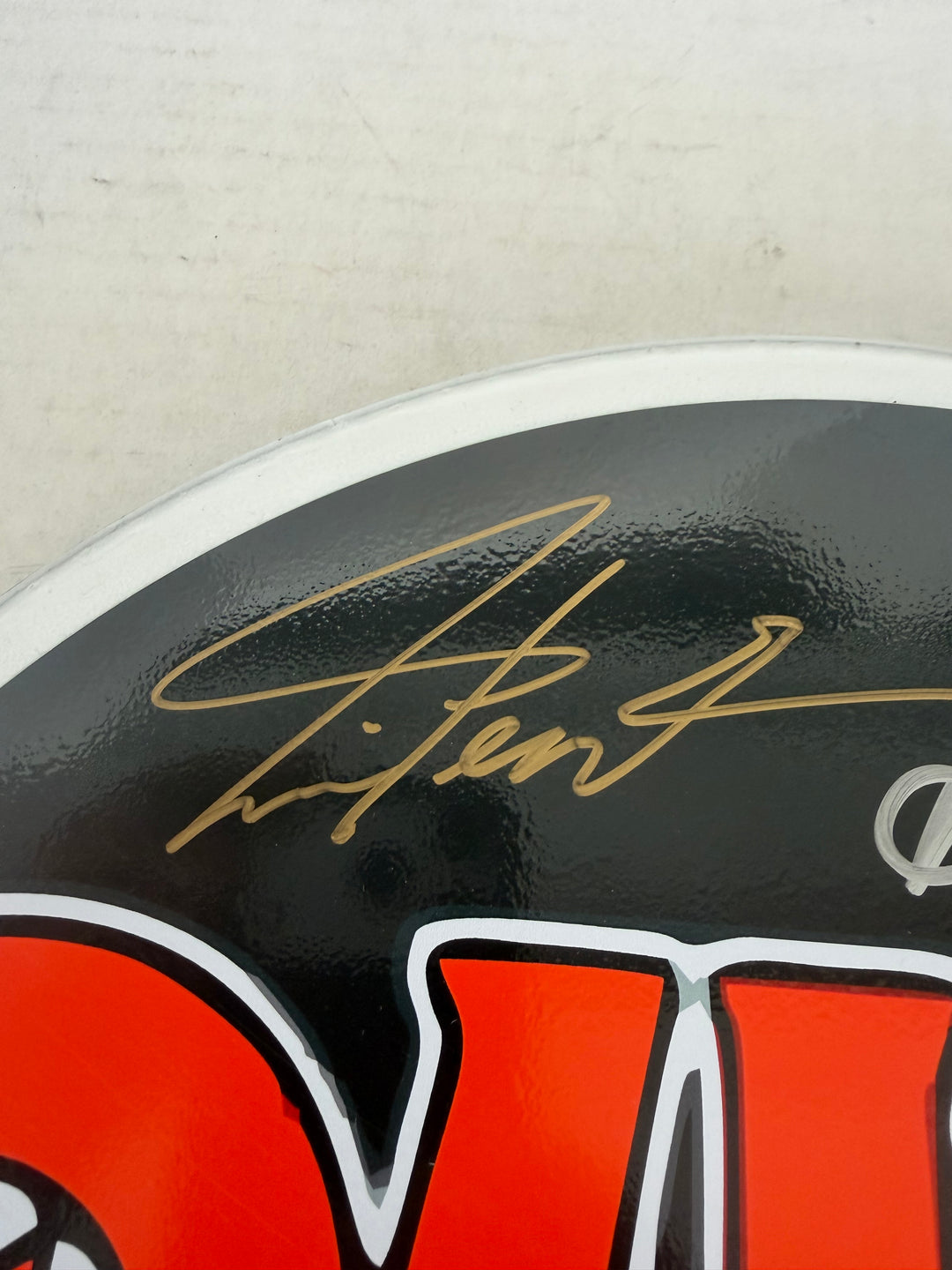 Geddy Lee Alex Lifeson Neil Peart Rush drumhead signed with proof.