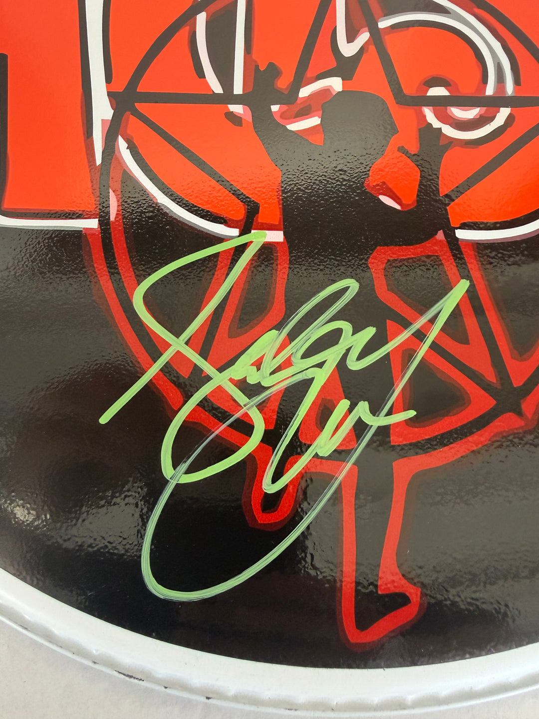 Geddy Lee Alex Lifeson Neil Peart Rush drumhead signed with proof.