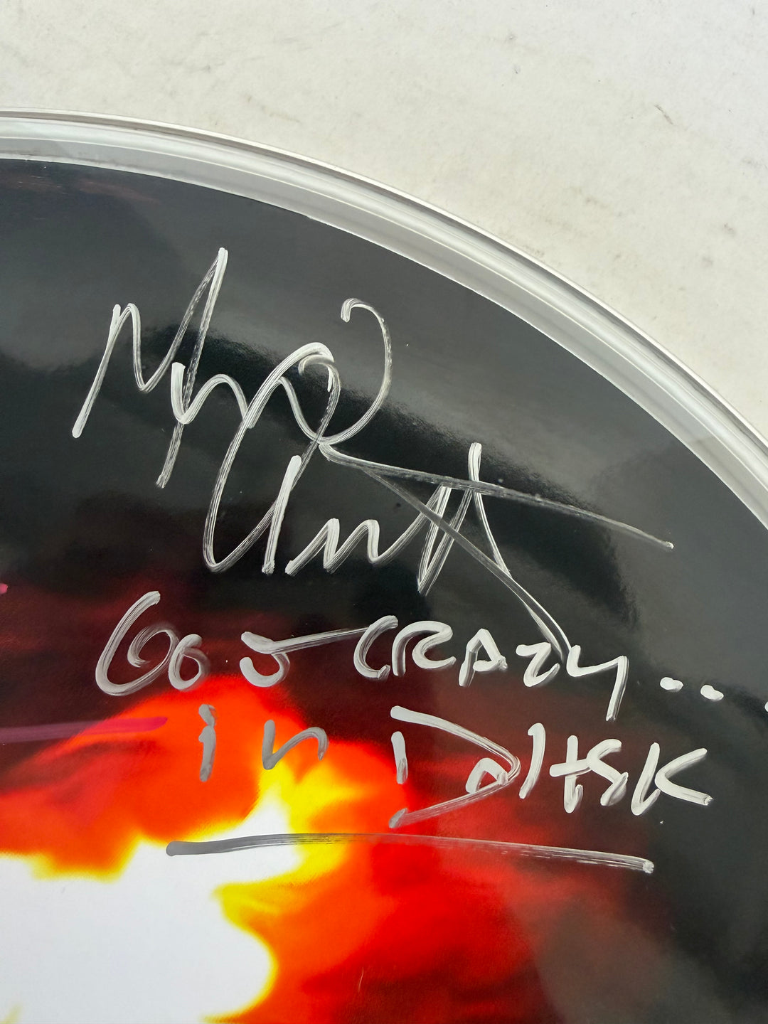Van Halen David Lee Roth , Sammy Hagar, Eddie & Alex Van Halen MIchael Anthony one-of-a-kind drumhead signed with proof