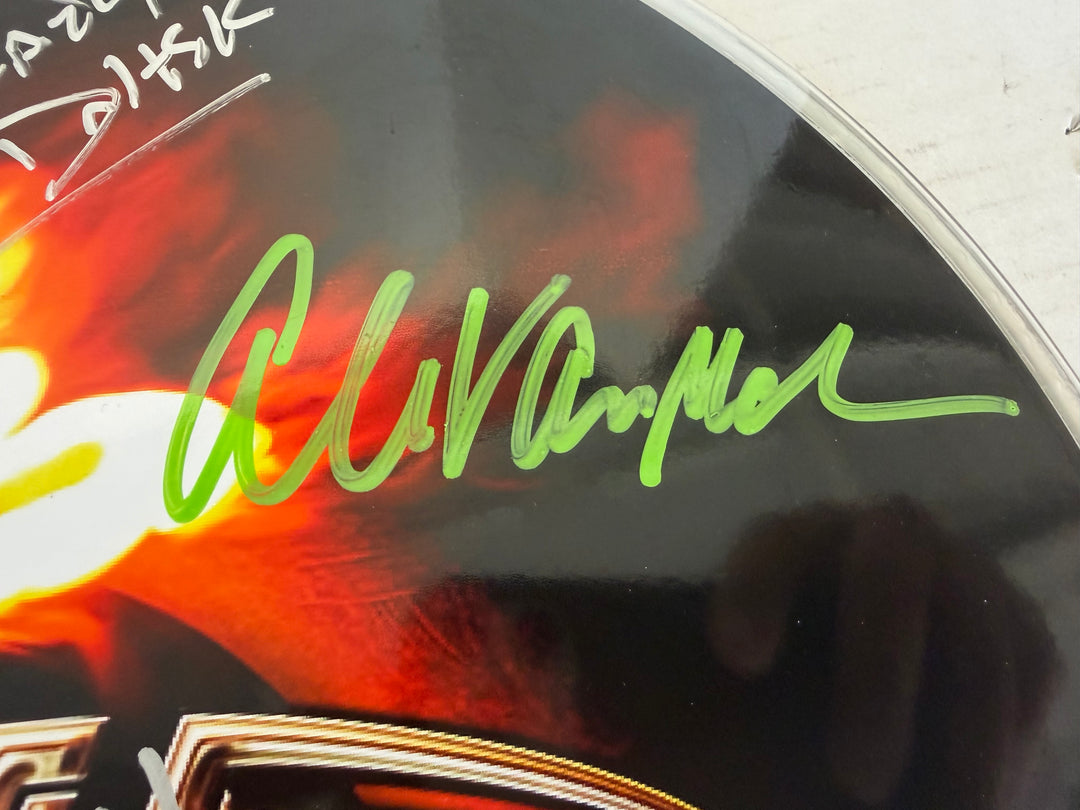 Van Halen David Lee Roth , Sammy Hagar, Eddie & Alex Van Halen MIchael Anthony one-of-a-kind drumhead signed with proof