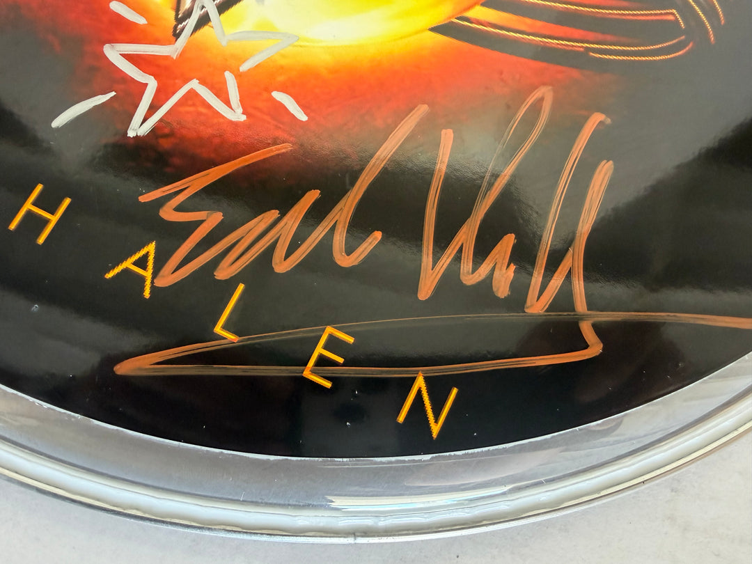 Van Halen David Lee Roth , Sammy Hagar, Eddie & Alex Van Halen MIchael Anthony one-of-a-kind drumhead signed with proof