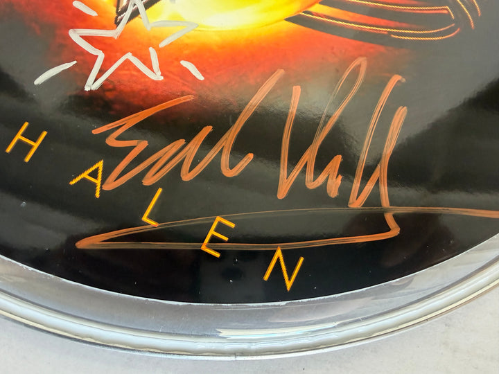 Van Halen David Lee Roth , Sammy Hagar, Eddie & Alex Van Halen MIchael Anthony one-of-a-kind drumhead signed with proof