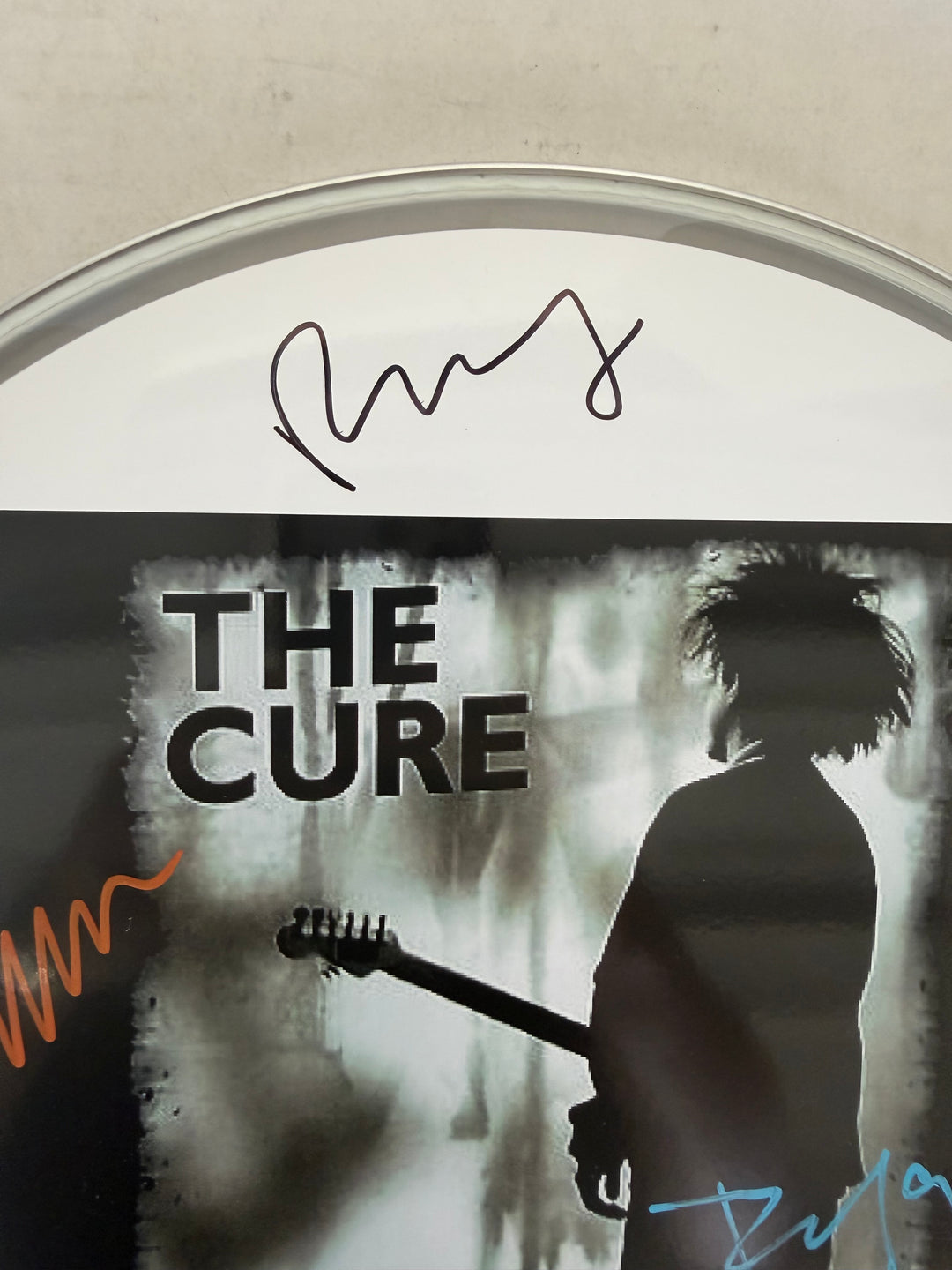 Robert Smith and The Cure one-of-a-kind drumhead signed with proof