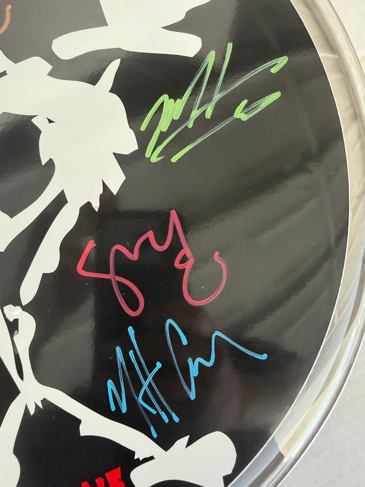 Pearl Jam Eddie Vedder, Mike McCready, Stone Gossard, Jeff Ament one-of-a-kind drumhead signed with proof