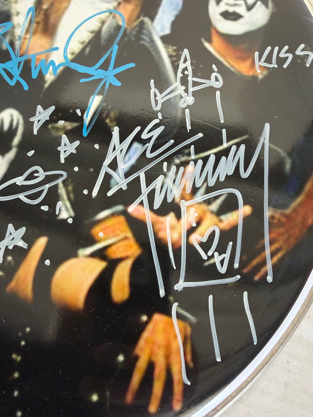Gene Simmons, Paul Stanley, Peter Criss, Ace Frehley one-of-a-kind drumhead signed with proof